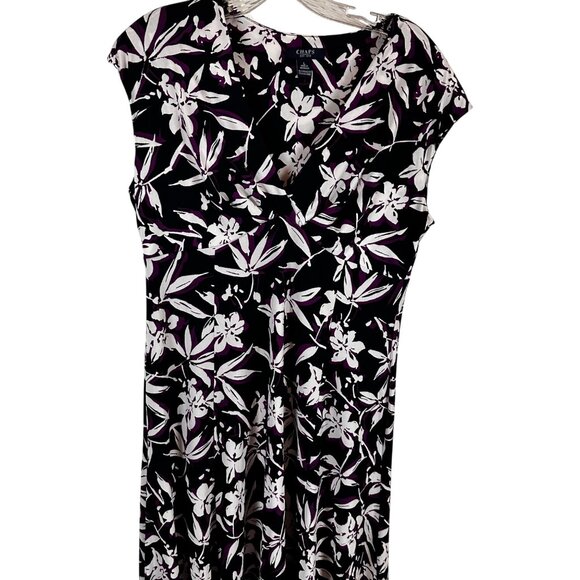 Chaps Size L Womens Floral Maxi Dress  Navy & Purple & White - Picture 6 of 16
